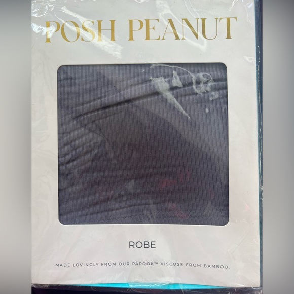 Posh peanut robe. Charcoal. Ribbed. Bamboo cotton. - Picture 1 of 1